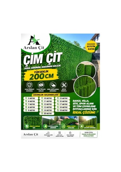 200 Cm X 5 M Çim Çit Yeşil Bahçe Teli Galvanizli Yüksek Kalite