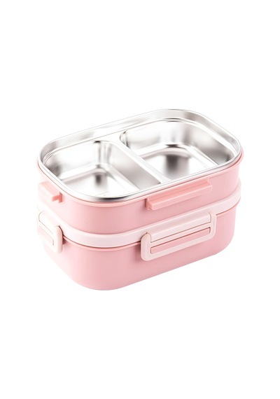 Pembe Paslanmaz Çelik 2 Katlı Çatal Ve Kaşıklı Yemek Taşıma Kabı 1.65l Yemek Termosu Diğer