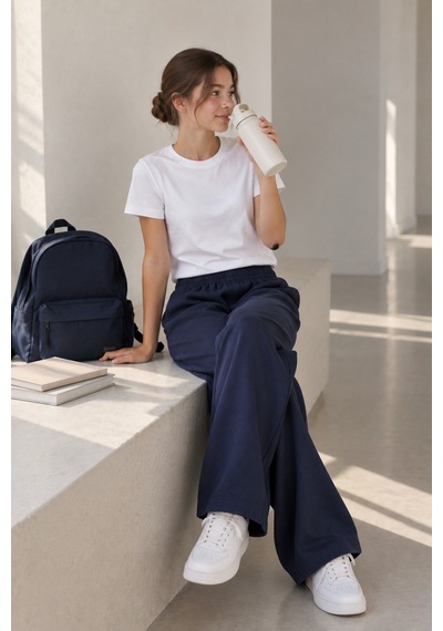 Angel&co. Girls Clothing Lacivert Kız Çocuk Eşofman Altı - Geniş Kesim Lacivert - 868273572 Lacivert