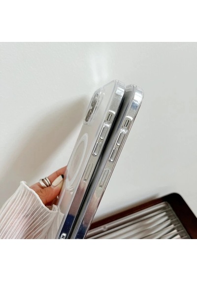 Ally İphone 15 Pro Magsafe Uyumlu Manyetik Şeffaf Silikon Kılıf- 5775