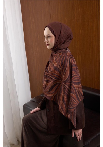 Silk Home Viskon Karışımlı Mayda Şal Kiremit Zemin Çok Renkli Desenli Tok Duruşlu 190x70