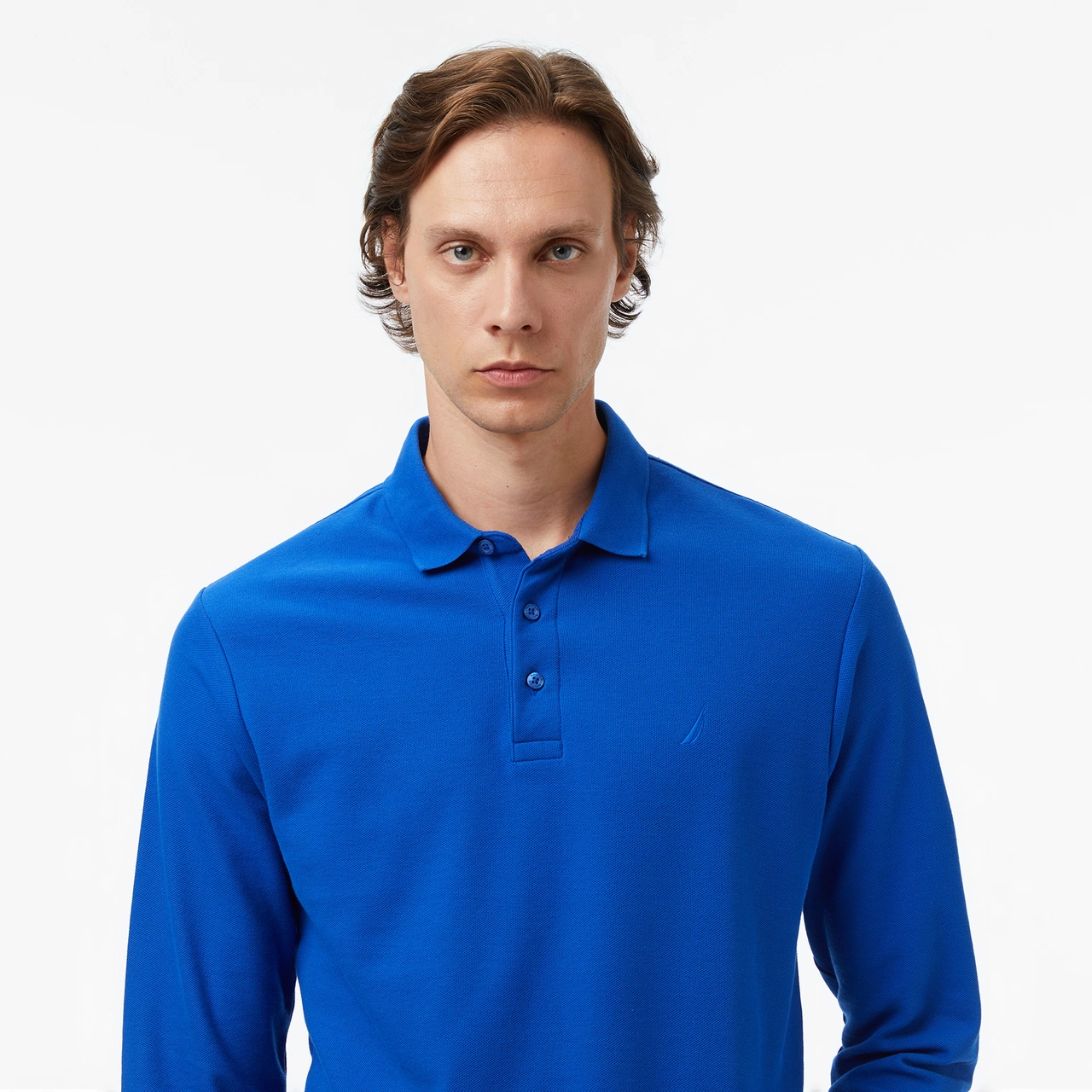 Nautica Erkek Mavi Classic Fit Uzun Kollu Polo Yaka T-shirt Düz K57351t Mavi