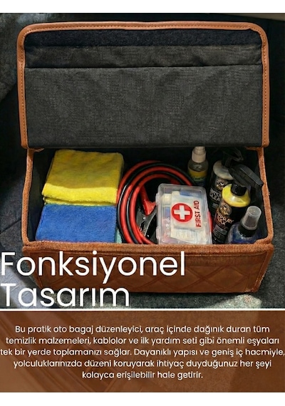 Araç Bagaj Düzenleyici Organizer Tay Tüyü Kaymaz Cırt Bantlı Geniş Hacimli Çanta A6