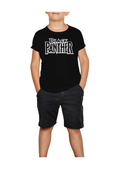 Zepplin Giyim Black Panther Logo Siyah Çocuk Tişört