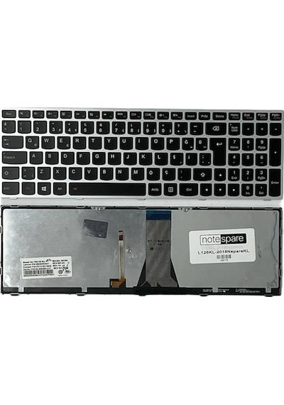 Lenovo Uyumlu Z5075 80ec00betx, Z5075 80ec00k0tx Klavye Tr Işıklı Gümüş Gri