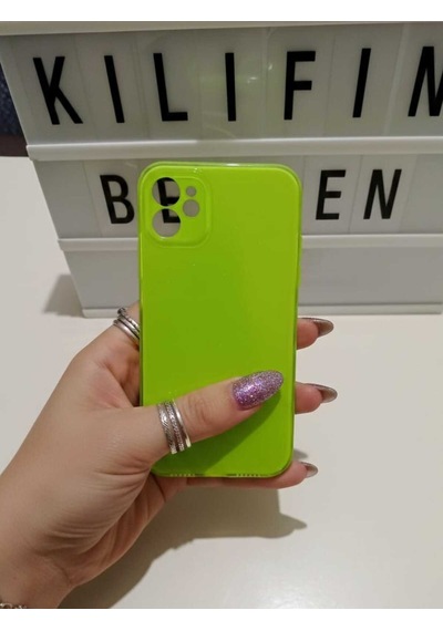 Apple Uyumlu iPhone 11 Silikon Simli Kılıf Modeli Yeşil