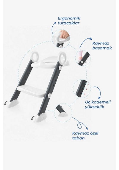 Babyjem Basamaklı Katlanır Klozet Adaptörü Antrasit