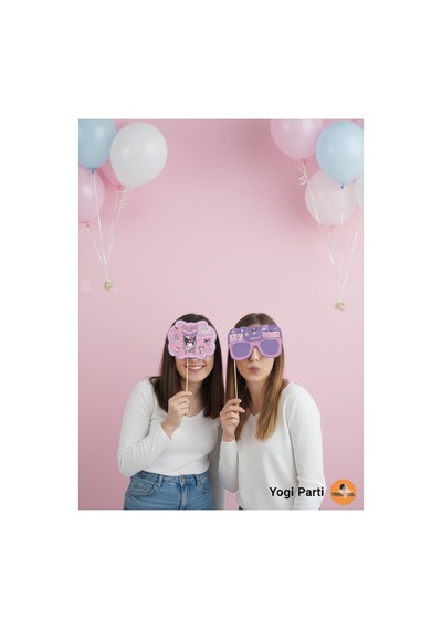 Kuromi Baskılı Konuşma Balonu & Kuromi Baskılı Konuşma Gözlük 1 Adet Pembe Tüm Yaşlar