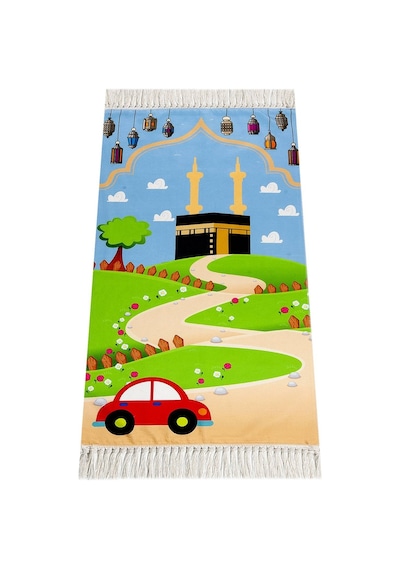 Dijital Baskılı Çocuk Seccadesi - Kabeli Arabalı - 44 X 78 cm