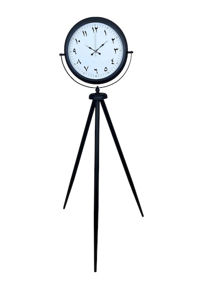 Siyah Arap Rakamlı Sıradışı Tasarım Tripod Ayaklı Saat Çok Renkli