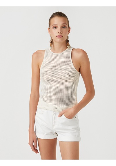 Koton Şahika Ercümen X Koton - File Halter Yaka Atlet Ekru 2sak10627ek 2SAK10627EK002