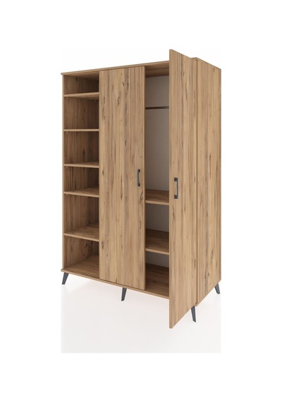 Kronos Dolap 7 Raflı 2 Kapaklı Tek Askılı 132x59x195 Çam-çam/çam Çam