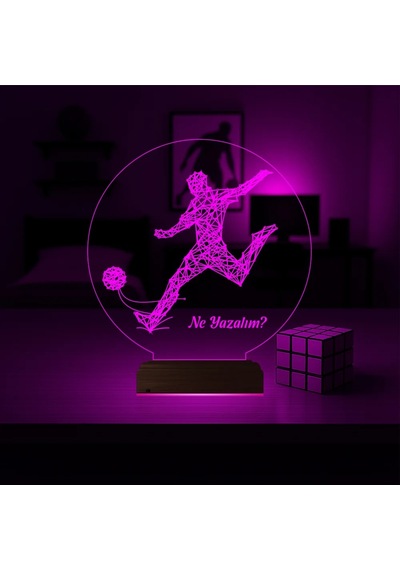 Luvivia Futbolcu Hediye Kişiye Özel 3d Lamba - Masa Gece Lambası