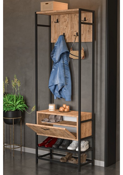 Metal Portmanto Kahverengi 180 Cm Çok Renkli