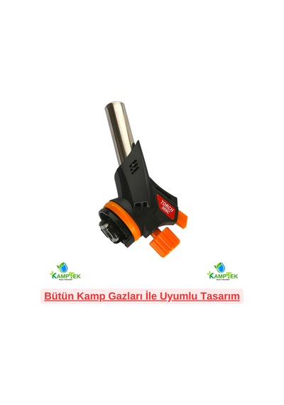 Kamptek Bütan Propan 3 Adet Gaz Kartuşu 400 Ml 1 Adet 1300 C / 2500 F Kamp Pürmüz Başlığı Kırmızı