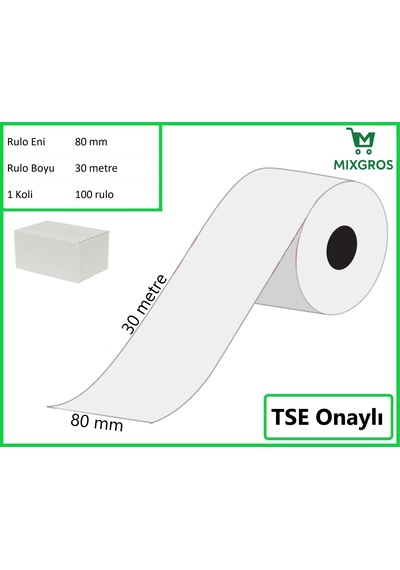 80x30 Metre Termal Yazarkasa Ve Adisyon Rulosu 100 Adet