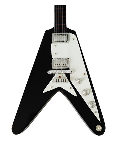 El Yapımı 1/4 Ölçek Minyatür Elektro Gitar Gibson Flying V Black