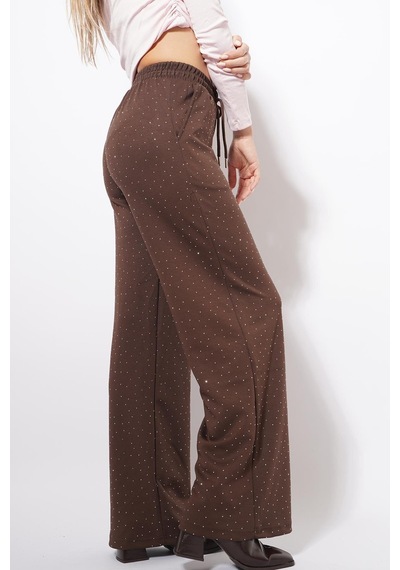 Unika Boutique Cerli Taş İşlemeli Eşofman kahve