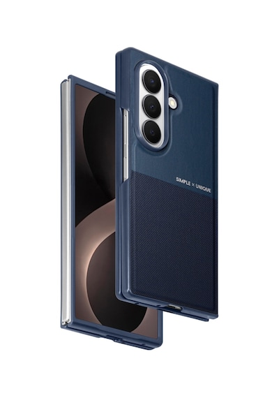 Samsung Galaxy Uyumlu Z Fold 8 Ultra Kılıf High Pu Deri Hdd Hbc-482 Siachen Case Mavi