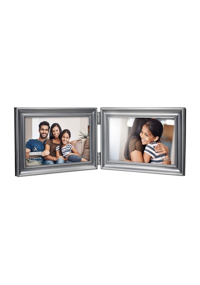 Malden International Designs Concourse Kalaylı Metal Menteşeli Resim Çerçevesi, Çift Yatay, 2-4x6, Gümüş