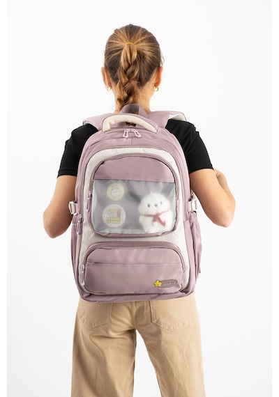 Ventis Qualty Okul Çantası Su Geçirmez Klinkır Kumaş Unisex Sırt Çantası Model 1g Pembe
