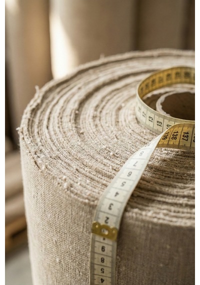 Yıkanmış Ham Naturel Keten Kumaş - 235 Cm En - Organik - Doğal - Punch - Dikiş - Döşemelik Kumaş Bej