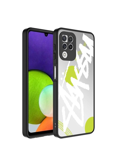 Samsung Galaxy Uyumlu A22 4g Kılıf Aynalı Desenli Kamera Korumalı Parlak Zore Mirror Kapak - Fragile