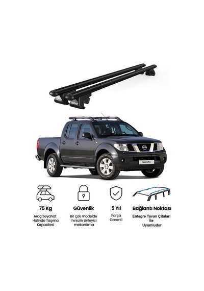 Venüs Nissan Navara 2005-2014 Uyumlu Siyah Ara Atkı Port Bagaj Tavan Barı