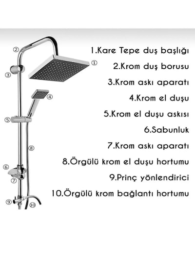 Faumix Ckt01 Krom Yağmurlama Tepe Duş Seti Krom