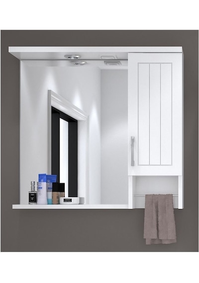 Denko Lotus 80 Cm Mdf Lake Banyo Dolabı Aynalı Üst Modülü Çok Renkli