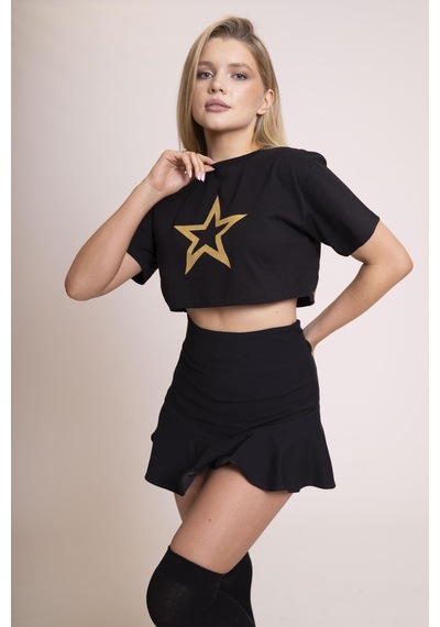 Afloow Delicate Kadın Siyah Oversize Crop Tişört - %100 Pamuk Bisiklet Yaka, Ön Ve Sırt Baskılı, Rahat Kesim, Şık Ve Konforlu Günlük Tişört Siyah Afloow Delicate Kadın Siyah Oversize Crop Tişört - %100 Pamuk Bisiklet Yaka, Ön Ve Sırt Baskılı, Rahat Kesim, Şık Ve Konforlu Günlük Tişört Siyah