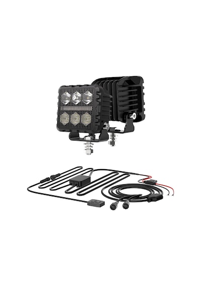 Off Road Tampon Ve Kaput Üstü Led 3 İnç Gündüz Led Sis Farı Çalışma Lambası Kablo Set Takım Lamba
