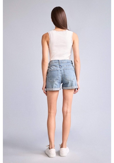 Defacto Regular Fit Katlama Paçalı Jean Şort H6236ax26smnm85 İndigo-nm85