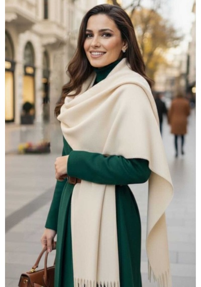 Tezzgelsin Kadın Premium Soft Buklet Atkı Ekru