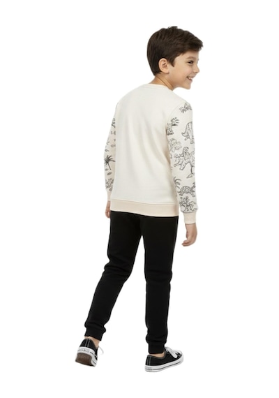 Baglan Erkek Çocuk Önü Baskılı Sweatshirt Ve Eşofman Alt Takım Bgl-st05251 Siyah