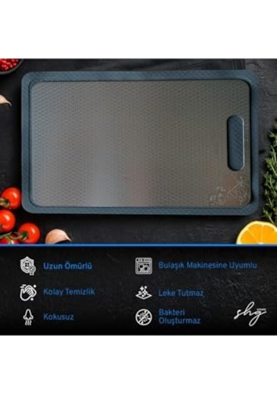 Tasarımlı 304 Paslanmaz Çelik Kesme Tahtası 3lü Set Saklama Kılıfı Kesme Tahtası Ve Silikon Kaydırmaz Mat 1 5 Diğer