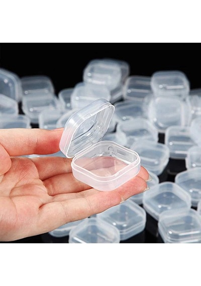 5 Adet Mini Şeffaf Plastik Saklama Kabı Şeffaf Kare Kutu Küpe Takı Plastik 32 X 35 Beyaz Cn Diğer