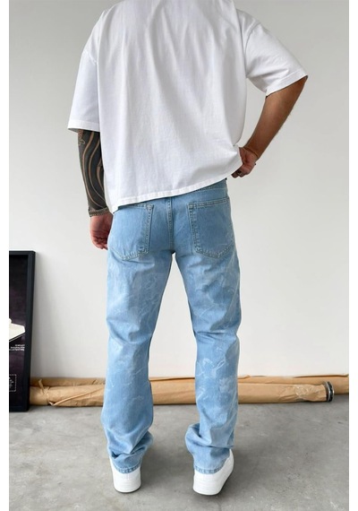 Buz Mavi Angel Baskılı Premium Baggy Pantolon Buz Mavi Angel Baskılı Premium Baggy Pantolon