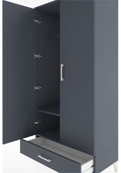 Hyperion Dolap 2 Raflı Tek Çekmeceli Tek Askılı 88x44x182 Ant... Antrasit