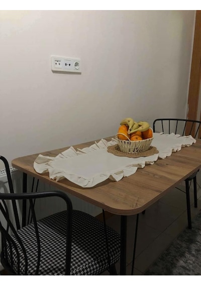 Naturel Fırfırlı Runner Örtü Ham Keten Vintage Bej 40x110