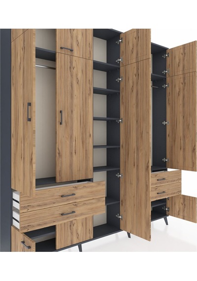 Arges Dolap 12 Raflı 4 Çekmeceli 2 Askılı 220x30x243 Antrasit-çam/çam Atlas Çam/atlas Çam Arges Dolap 12 Raflı 4 Çekmeceli 2 Askılı 220x30x243 Antrasit-çam/çam Atlas Çam/atlas Çam
