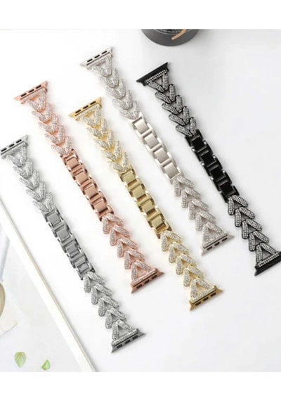 Apple Watch Uyumlu38mm Node Taşlı Kordon Saat Değildir - Siyah