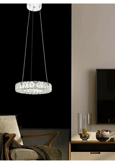 Modern Krom Sarkıt Kristal Taşlı Power Led 3 Renk Avize