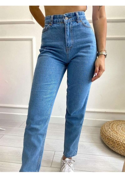 Lavajeans Sophia Mom Jean Açık Mavi Likralı Pantolon Ortamavi 2 Mavi