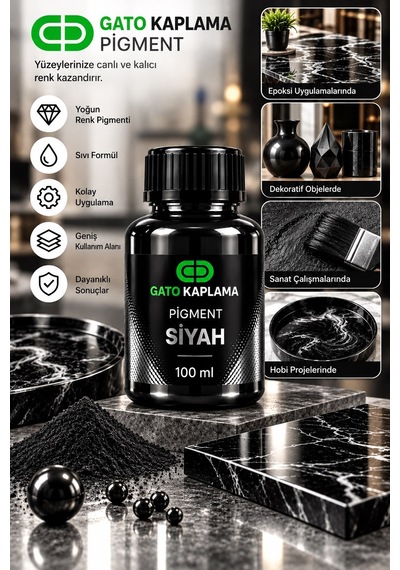 Gato Kaplama Solvent Bazlı Transparan Sıvı Pigment Boya 100 Ml Siyah Renk Renklendirici