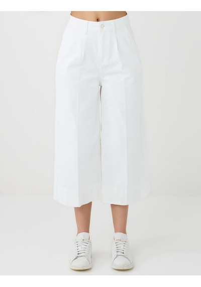 Jimmy Key Ekru %100 Pamuk Bol Paça Normal Bel Kısa Denim Pantolon 5sw184736110