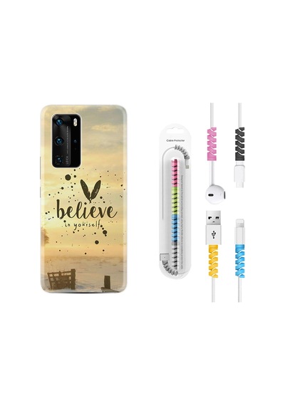 Huawei P40 Pro Kılıf Kablo Koruyuculu Belive In Yourself 1316