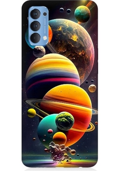 Oppo Reno 4 Uyumlu Gezegenler Ve Büyük Patlama Desenli Silikon Kılıf