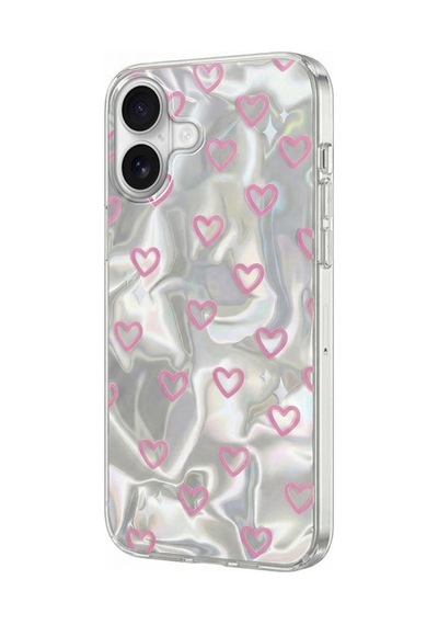 Apple İphone 17 Uyumlu Kılıf Pink Heart Silikon Kılıf Pembe