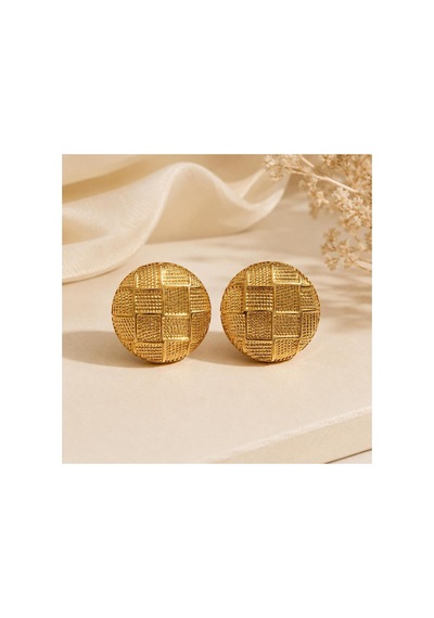 Gold Yuvarlak Dokulu Küpe Geometrik Desenli Bijuteri Küpe Gold - 886705400 Gold - 886705400 Gold